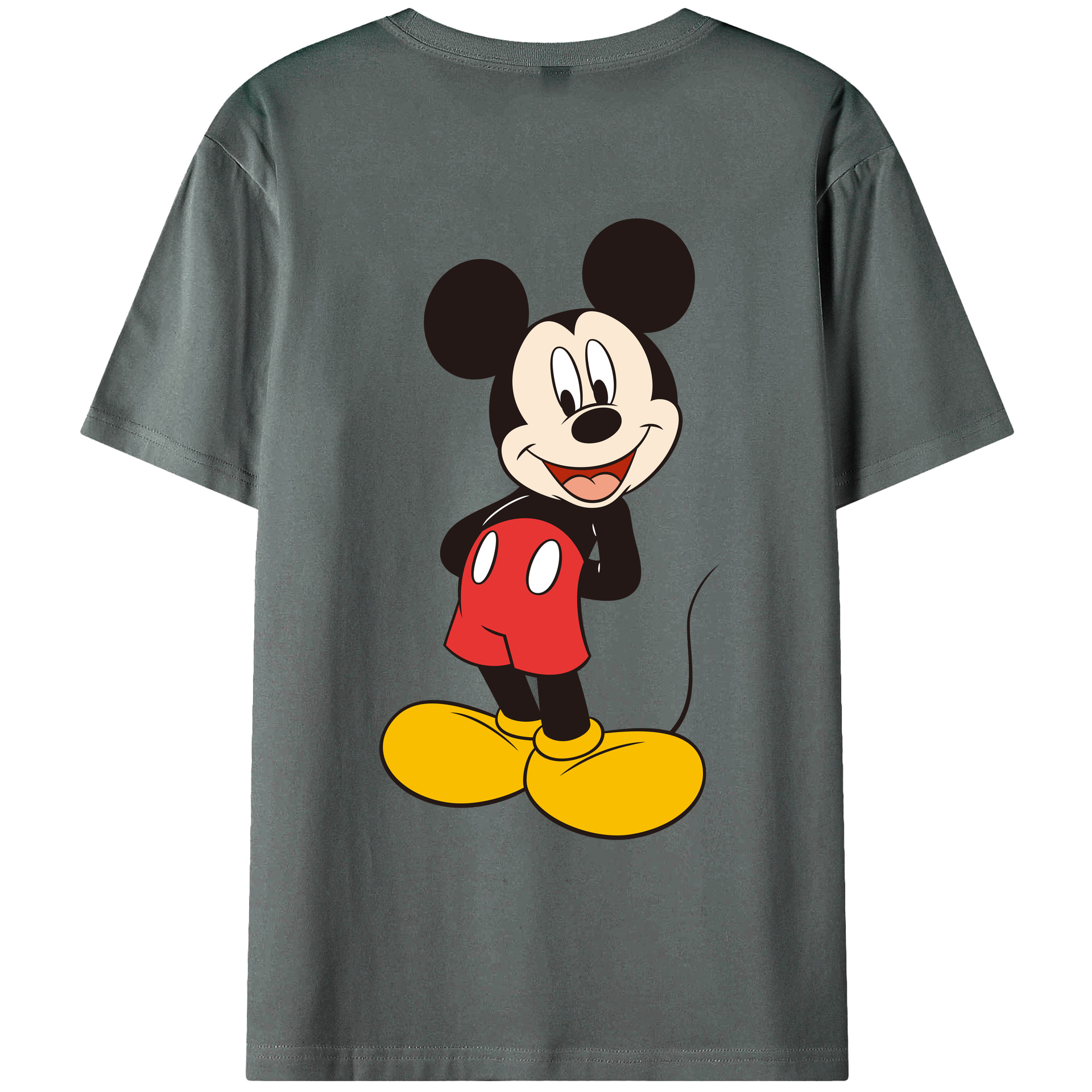 ミッキーマウス Mickey Mouse 綿100％ メンズ半袖Tシャツ（バックプリント） 通気性